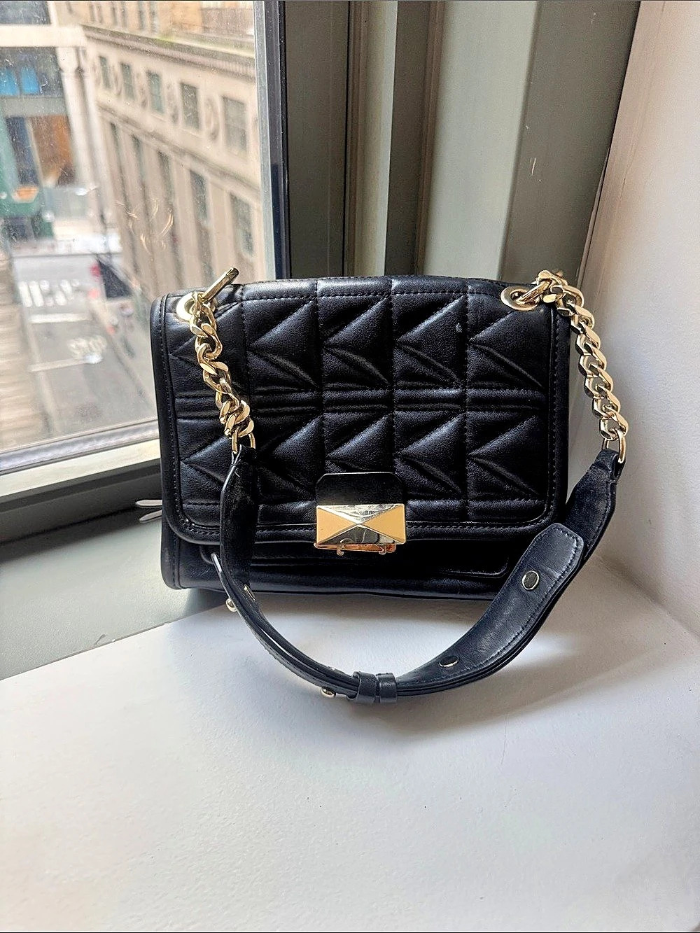 Quilted Shoulder Bag in Black Like New